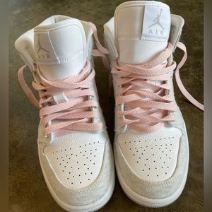 Jordan’s! Pink, light gray and white. Size 8.5 barely worn!